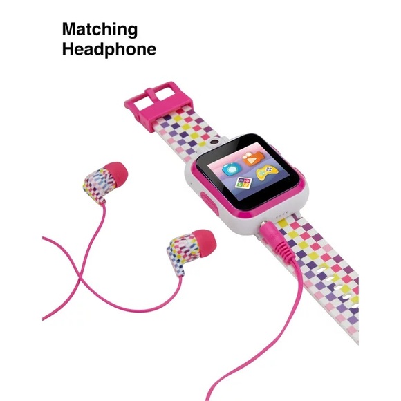 🆕 iTech Junior Girls Earbuds & Smartwatch Set - Rainbow Checker - Picture 4 of 8